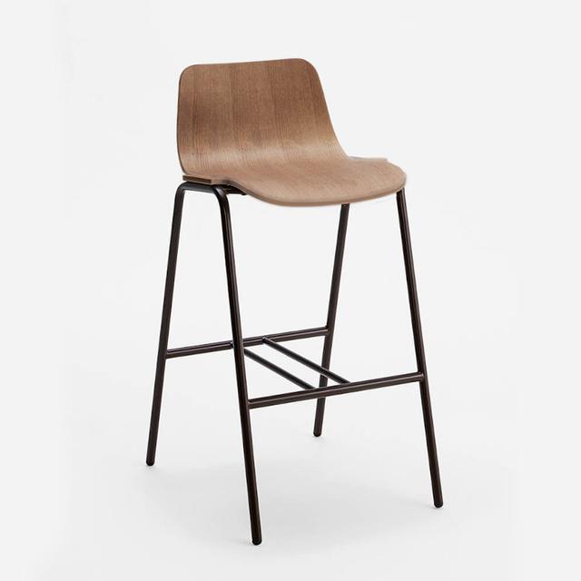 Tipi Bar Stool, Metal Legs, Wooden Seat