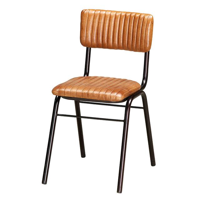 School Side Chair In Leather, Vintage Tan