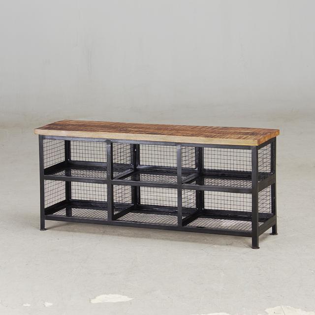 Iron Mesh Storage Bench