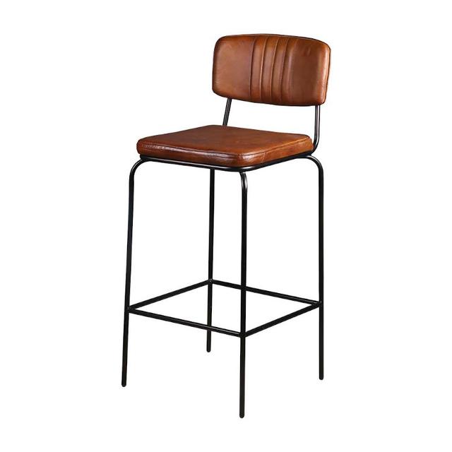 Ivy Bar Stool In Vintage-Style Leather