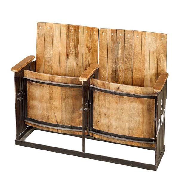 Vintage Two Seat Theatre Bench