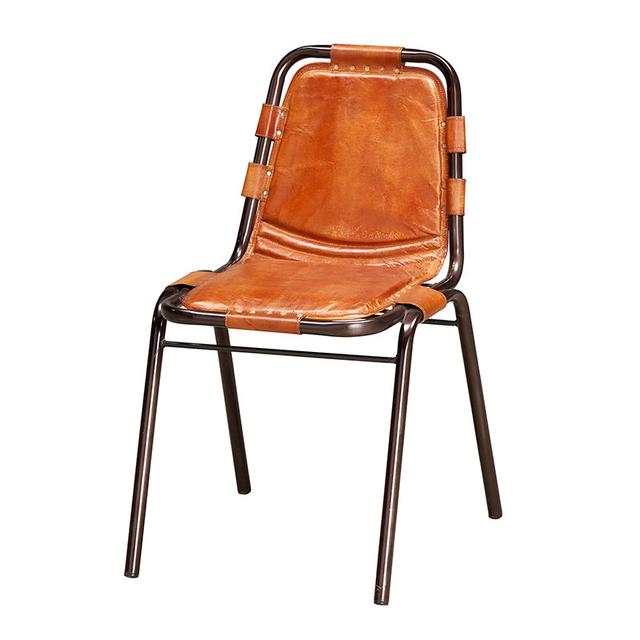 Factory side chair in leather