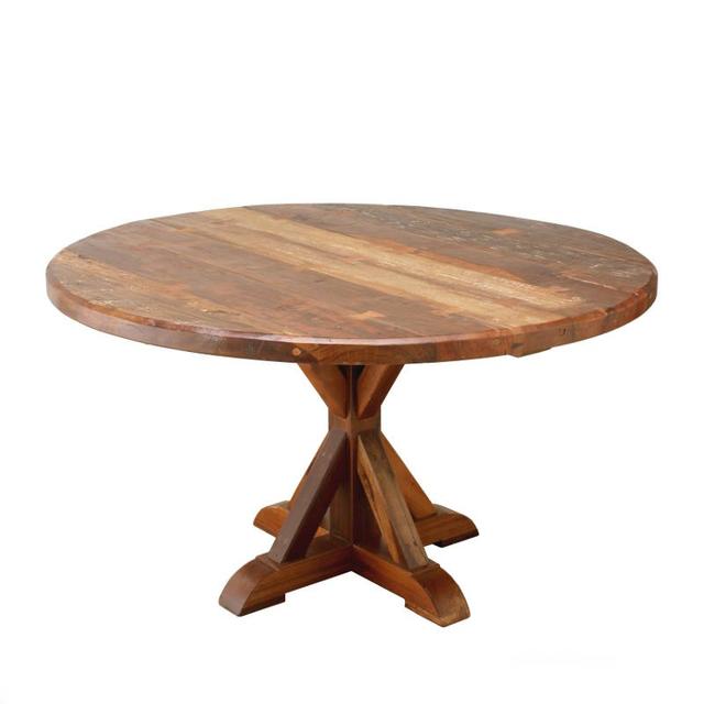 Large Patina Teak Round Table