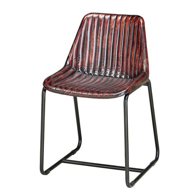 Soho Side Chair With Antiqued Ribbed Leather
