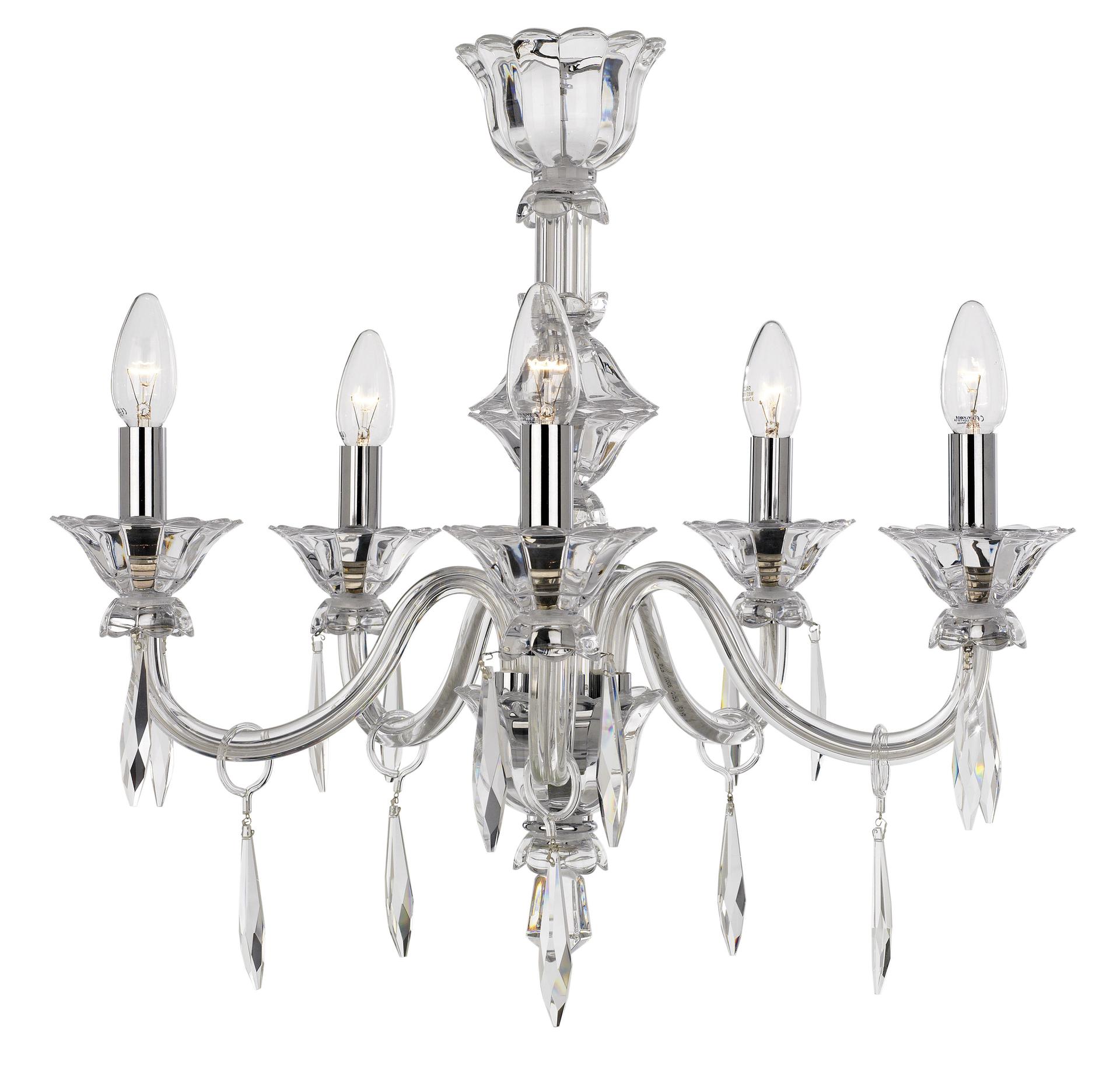 ATLGCRP23 - Crystal five arm chandelier with crystal drops