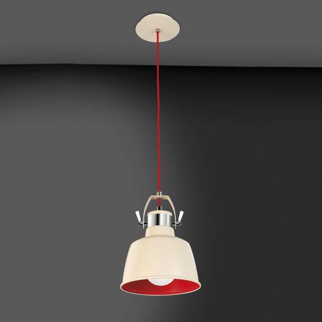 Industrial Pendant In Chrome And Old White Finish