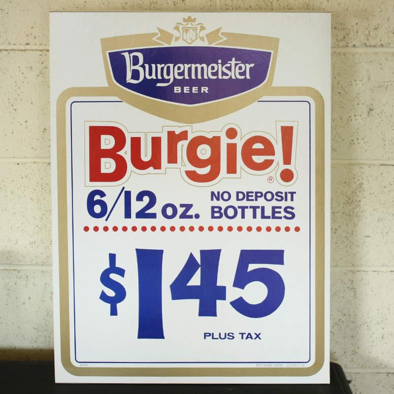 Vintage US Burgie beer cardboard sign Image 1
