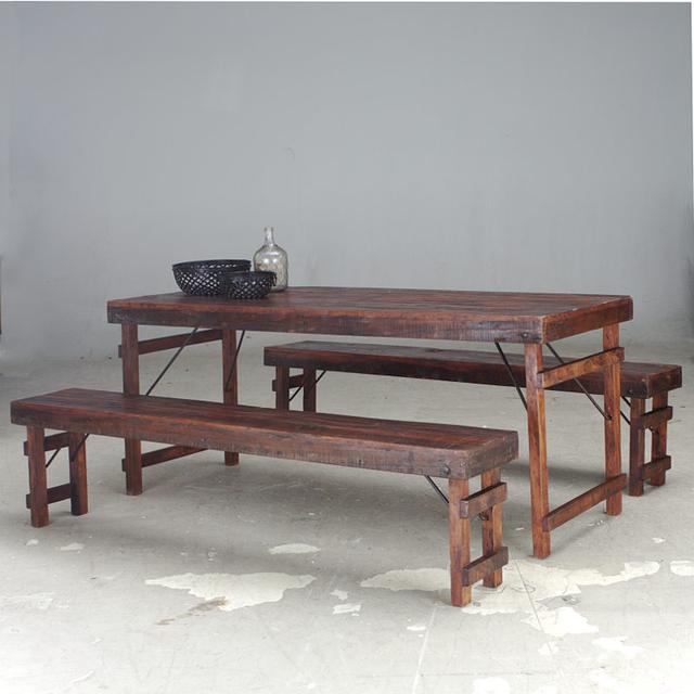 Wooden trestle table