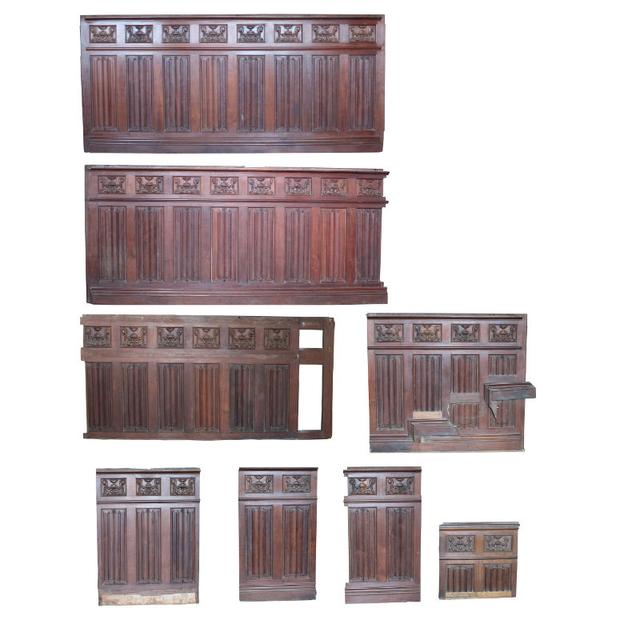 Mahogany linenfold panelling, 11m