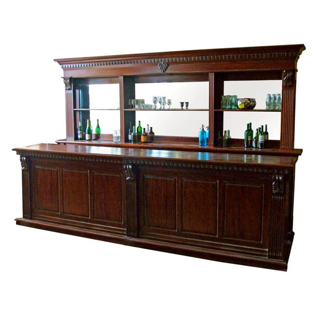 Mahogany front and back bar, 3.6m