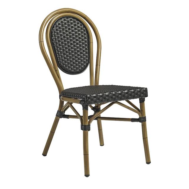 Cafe Stackable Side Chair In Black Weave