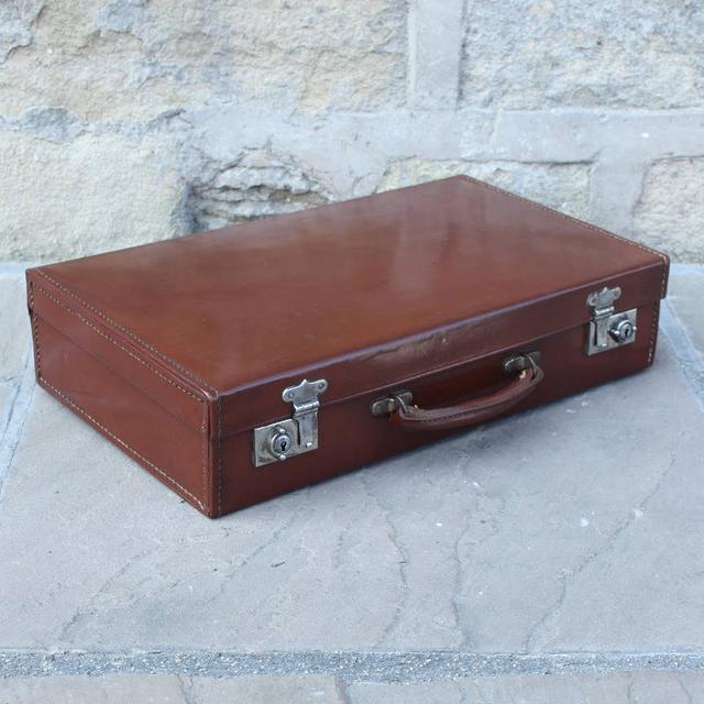 Original Leather Suitcase With Chrome Clasps