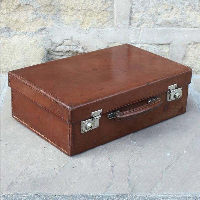 Vintage Brown Leather Suitcase