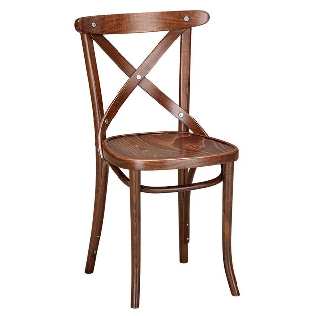 Leopold Bentwood Side Chair In Walnut Finish, Wood Seat