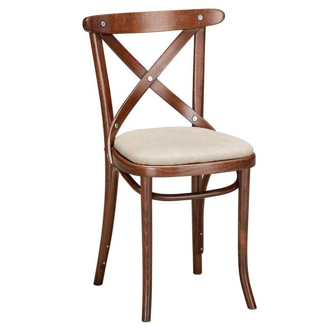 Leopold Bentwood Side Chair In Walnut Finish, Upholstered Seat