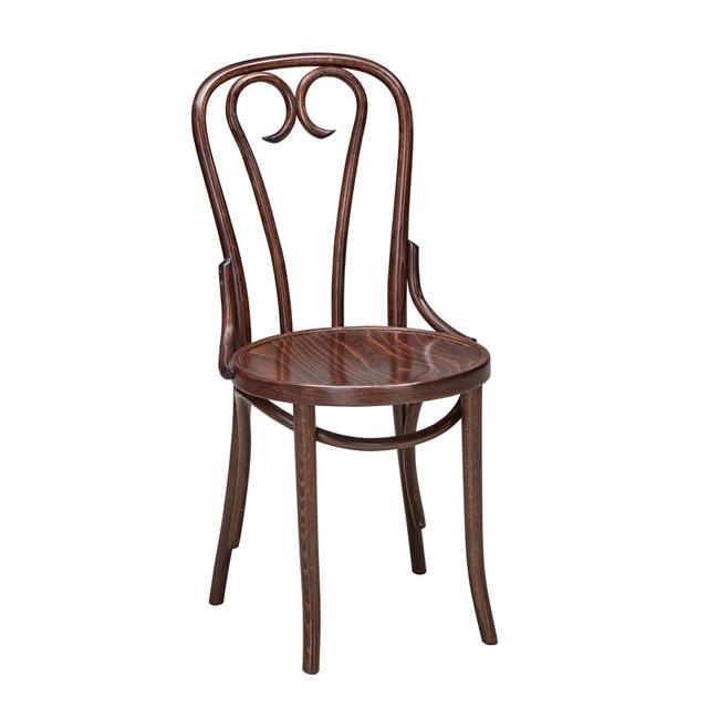 Paris Bentwood Side Chair  In Walnut Finish, Wood Seat