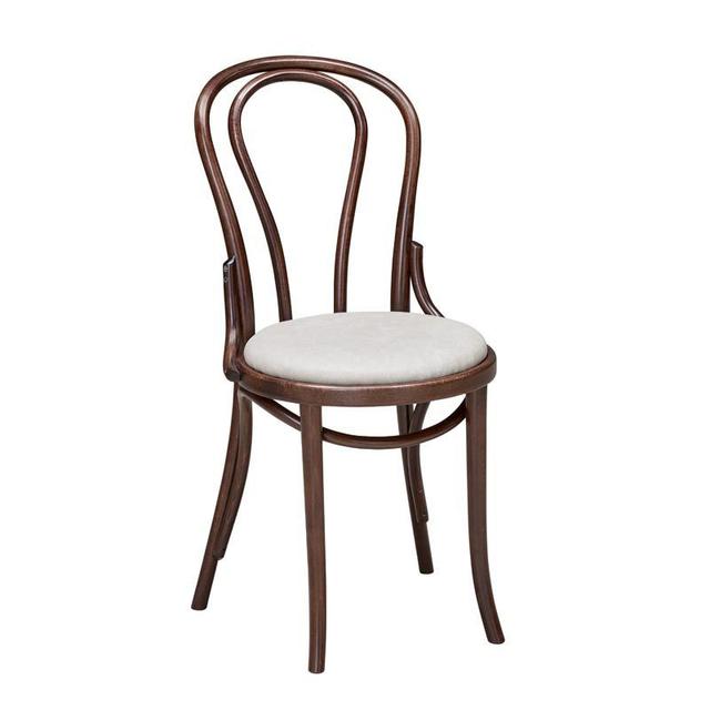 Bistro Bentwood Side Chair In Walnut Finish, Upholstered Seat