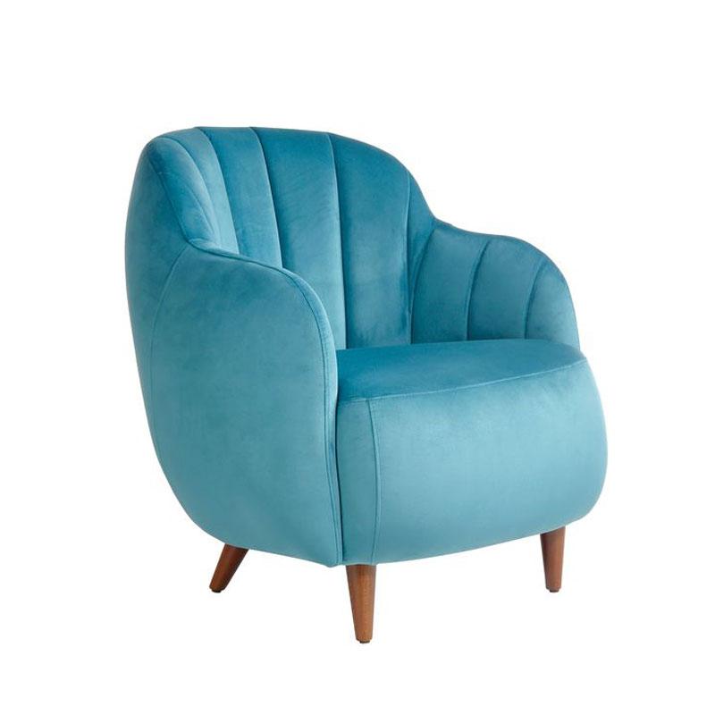 Glamour Lounge Chair, Fluted Back, Wooden Legs