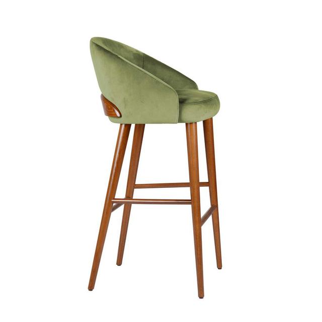 Chelsea Bar Stool Upholstered With Wooden Back Detail