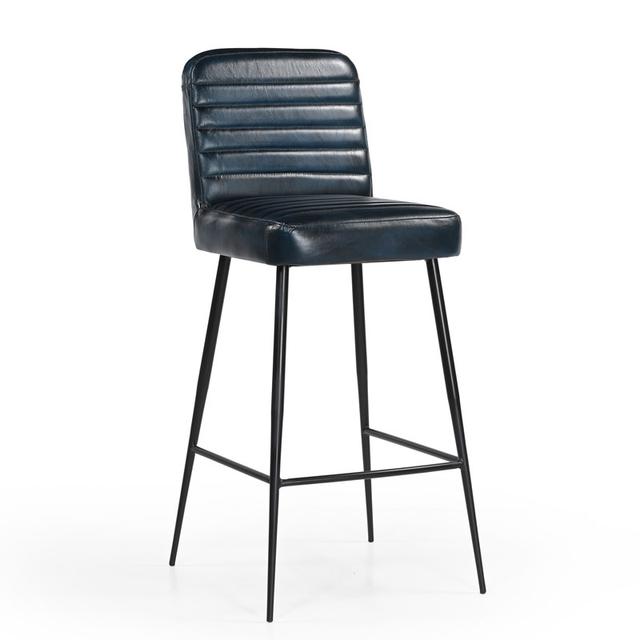 Astoria Bar Stool in Blue Leather