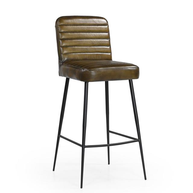 Astoria Bar Stool in Olive Green Leather