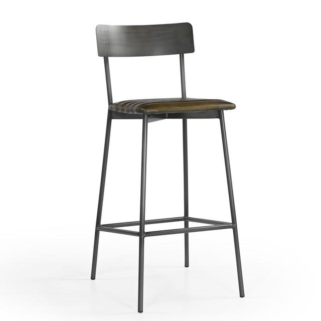 Carlton Bar Stool in Vintage Olive Green Leather