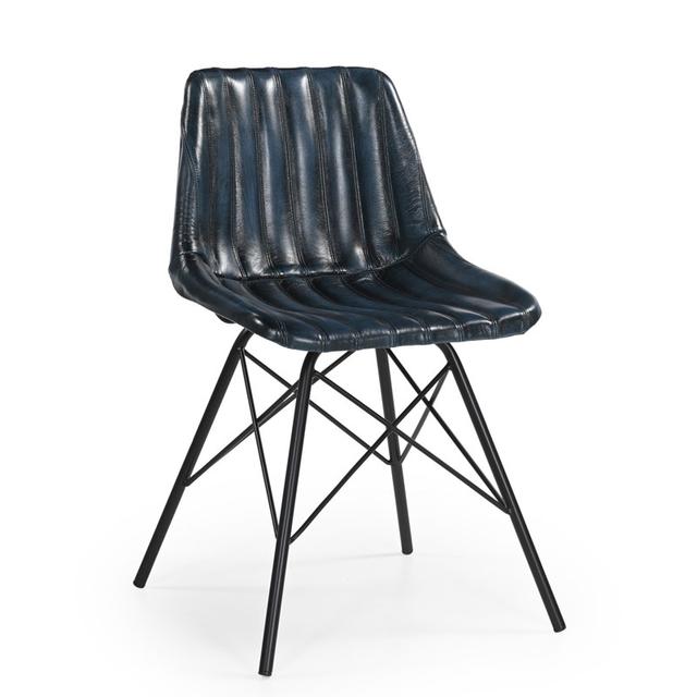 Carnaby Side Chair in Vintage Blue Leather