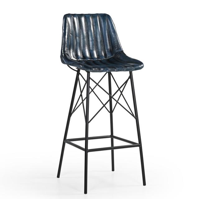 Carnaby Bar Stool in Vintage Blue Leather