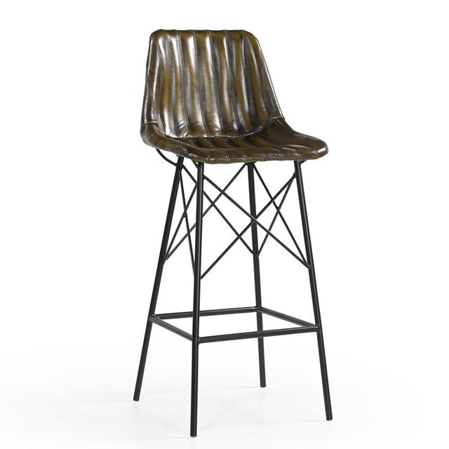 Carnaby Bar Stool in Vintage Olive Green Leather