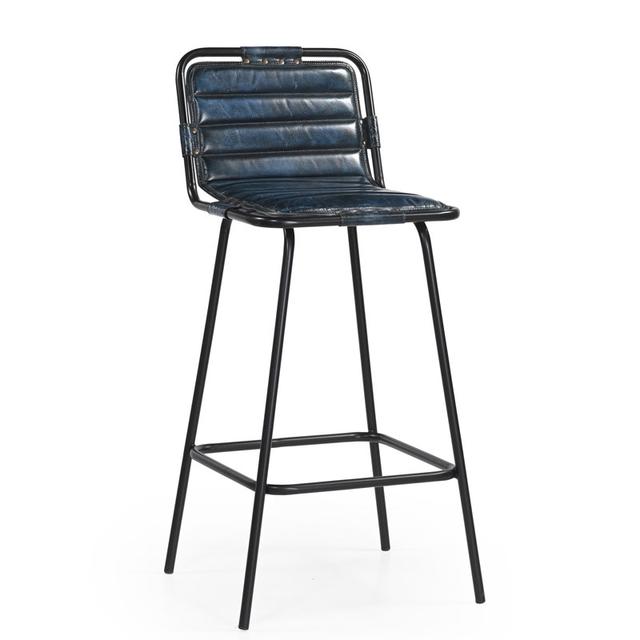 Delta Bar Stool in Vintage Blue Leather