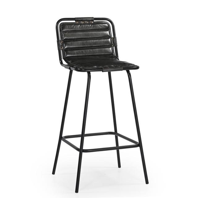 Delta Bar Stool in Vintage Black Leather