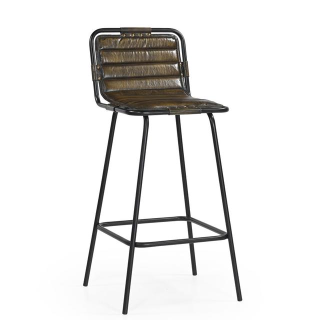 Delta Bar Stool in Vintage Green Leather