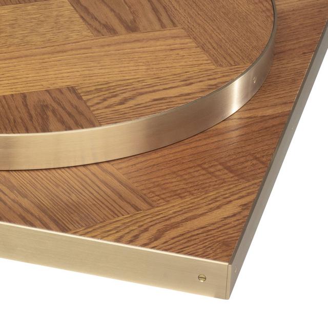 Brass Edge Herringbone Veneer Table Top