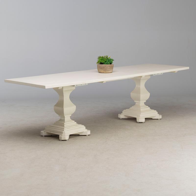 Vintage display table , rectangle, in antique white finish.