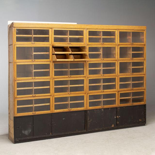 Oak Drapery Wall Cabinet