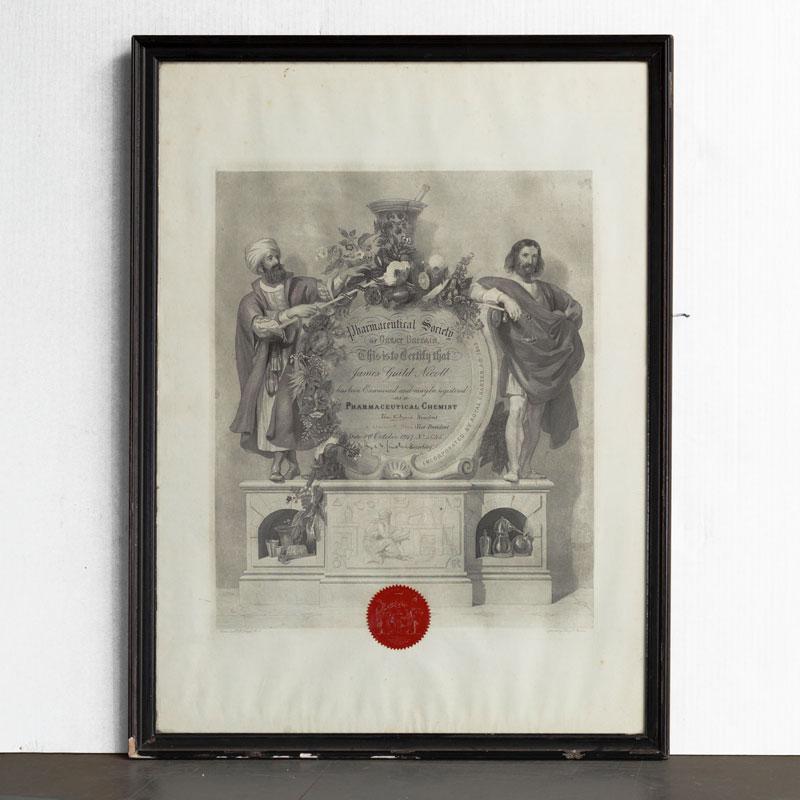 Pharmaceutical Society Framed Certificate