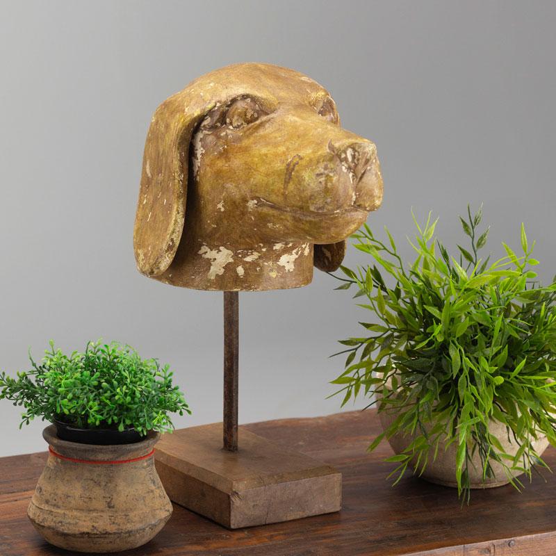 Timber Dog Head on stand