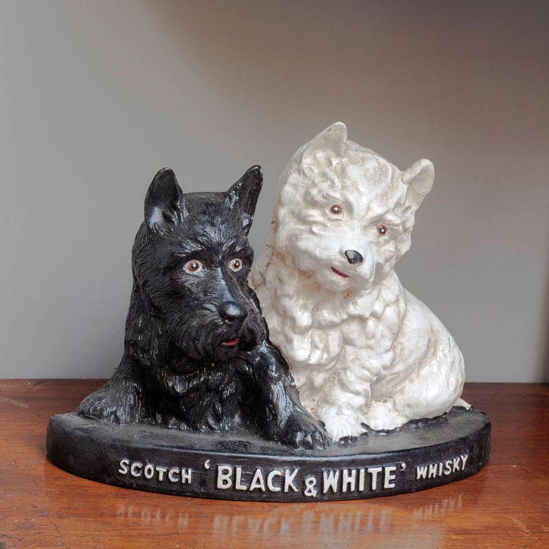 Black and white dogs figure