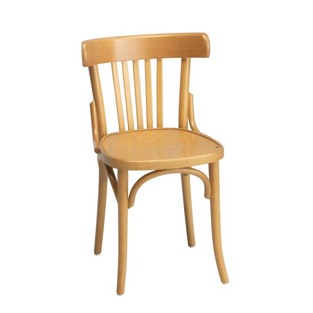 Slat Back Bentwood Side Chair, Wood Seat