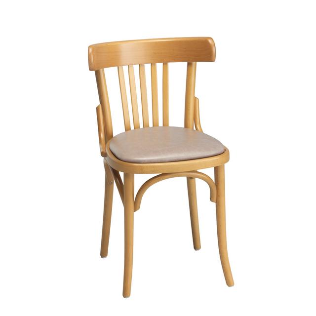 Slat Back Bentwood Side Chair, Upholstered Seat