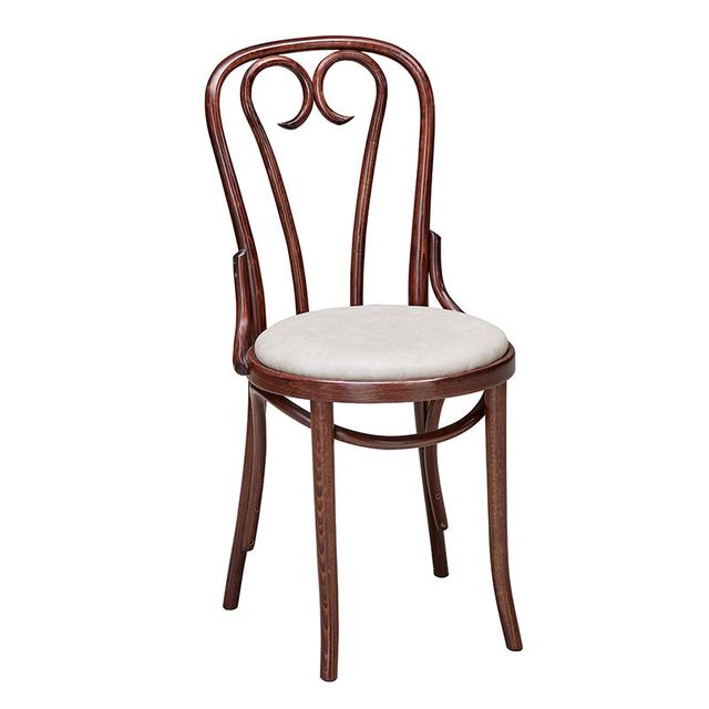 Paris Bentwood Side Chair In Walnut, Upholstered Seat
