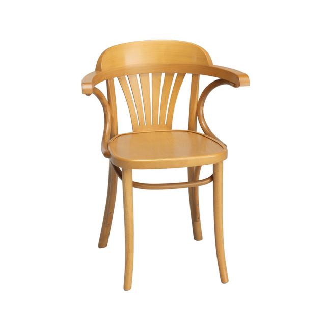 Fan Back Bentwood Armchair, Wood Seat