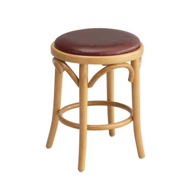 Bentwood Low Stool, Upholstered Seat