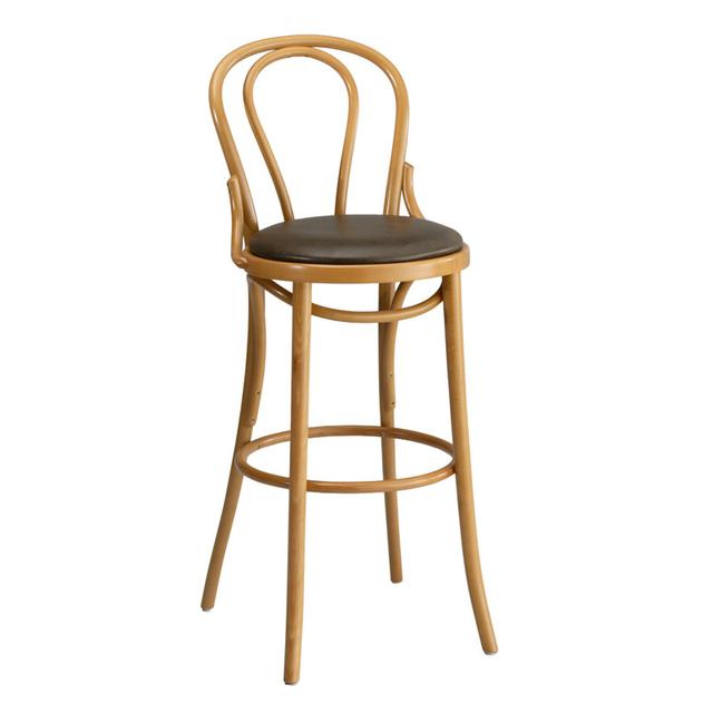 Bistro Bentwood Bar Stool, Upholstered Seat