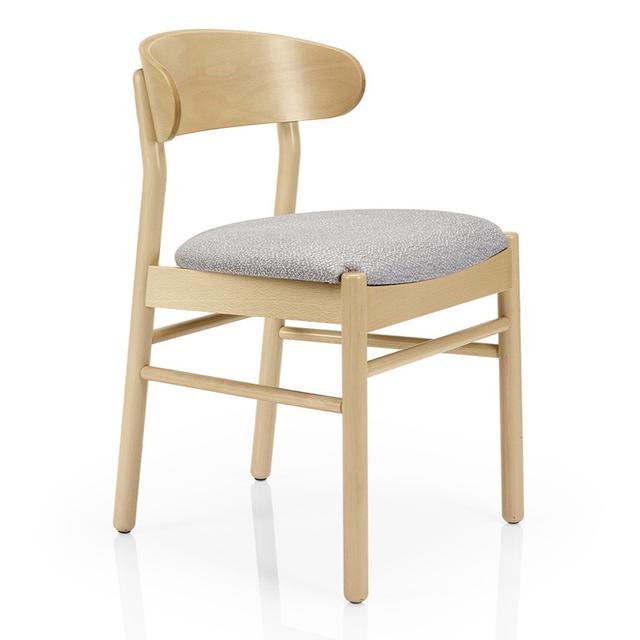 Camille Side Chair, Upholstered Seat, Wooden Back