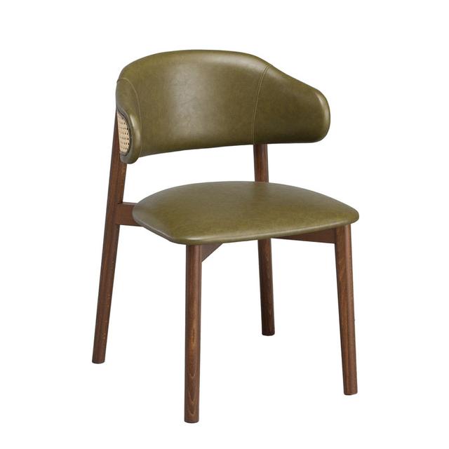 Marie Side Chair, Upholstered Seat And Inner Back, Cane Outer Back