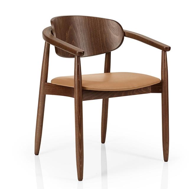 Joanne Armchair, Upholstered Seat, Wood Back