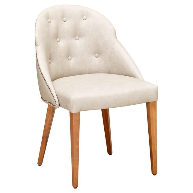 Pariso Side Chair, Wood Frame, Button Back