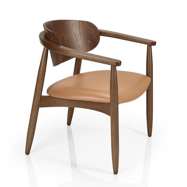 Joanne Lounge Chair, Upholstered Seat, Wood Back