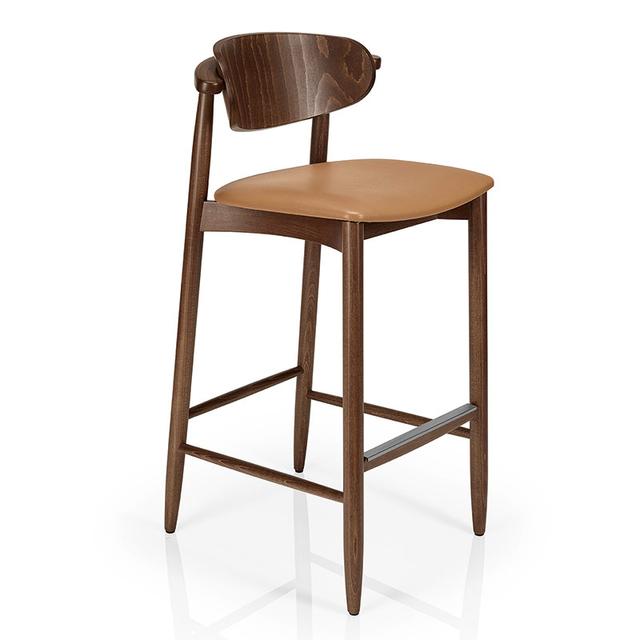 Joanne Bar Stool, Upholstered Seat, Wood Back